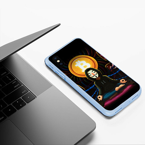 Чехол iPhone XS Max матовый БИТКОИН BITCOIN / 3D-Голубой – фото 3