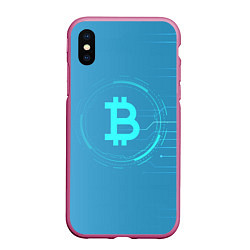 Чехол iPhone XS Max матовый Bitcoin, цвет: 3D-малиновый