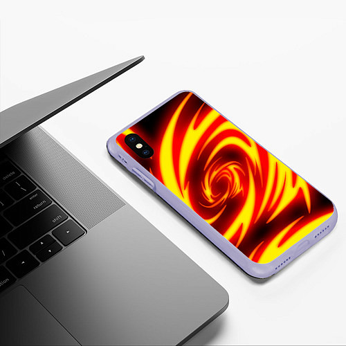 Чехол iPhone XS Max матовый ОГНЕННЫЕ ВОЛНЫ FIRE STRIPES / 3D-Светло-сиреневый – фото 3