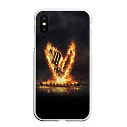 Чехол iPhone XS Max матовый Викинги Vikings спина Z, цвет: 3D-белый