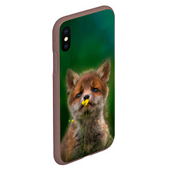 Чехол iPhone XS Max матовый Лисенок нюхает цветок, цвет: 3D-коричневый — фото 2