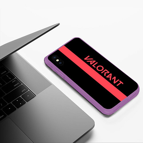 Чехол iPhone XS Max матовый VALORANT / 3D-Фиолетовый – фото 3
