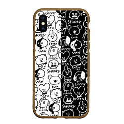 Чехол iPhone XS Max матовый BTS BT21, цвет: 3D-коричневый