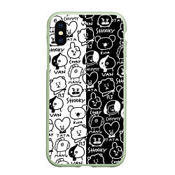 Чехол iPhone XS Max матовый BTS BT21, цвет: 3D-салатовый