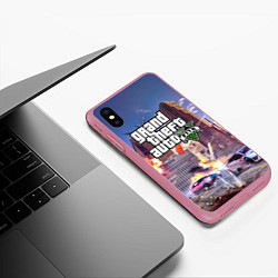 Чехол iPhone XS Max матовый ЭКШЕН Grand Theft Auto V, цвет: 3D-малиновый — фото 2