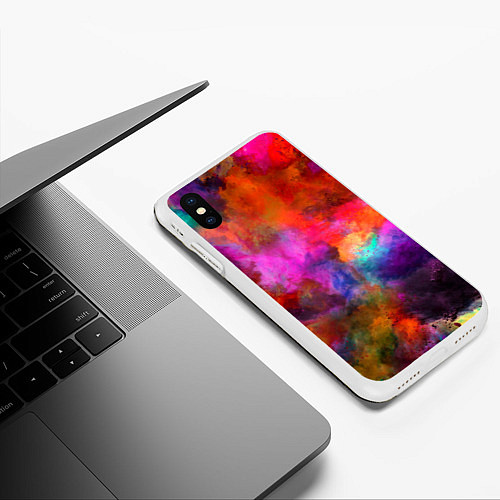 Чехол iPhone XS Max матовый Взрыв красок тай дай / 3D-Белый – фото 3