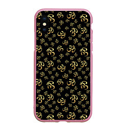 Чехол iPhone XS Max матовый Мантра ОМ, цвет: 3D-розовый