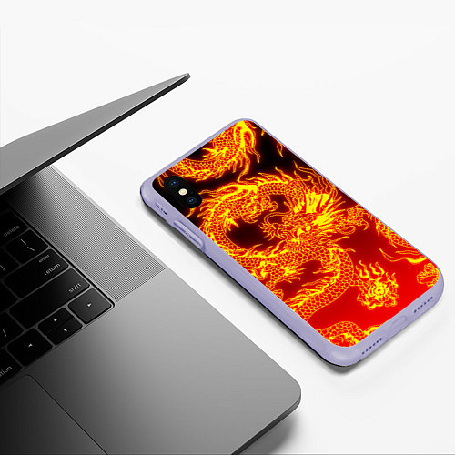 Чехол iPhone XS Max матовый ДРАКОН / 3D-Светло-сиреневый – фото 3