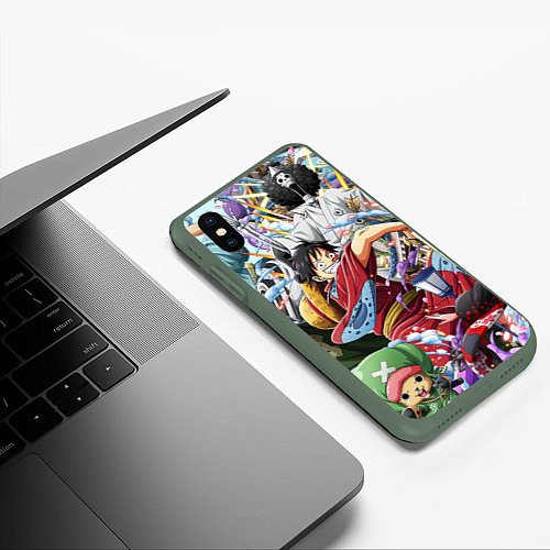 Чехол iPhone XS Max матовый ONE PIECE ВАН ПИС / 3D-Темно-зеленый – фото 3