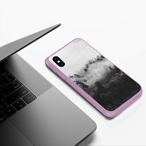 Чехол iPhone XS Max матовый Лес / 3D-Сиреневый – фото 3