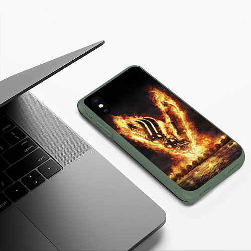 Чехол iPhone XS Max матовый ВИКИНГИ VIKINGS V / 3D-Темно-зеленый – фото 3