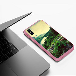 Чехол iPhone XS Max матовый Красивый лес, цвет: 3D-малиновый — фото 2
