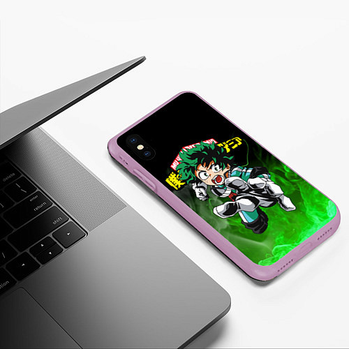 Чехол iPhone XS Max матовый MY HERO ACADEMIA MHA МОЯ ГЕРОЙСКАЯ АКАДЕМИЯ / 3D-Сиреневый – фото 3