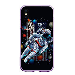 Чехол iPhone XS Max матовый Космическая Тема США, цвет: 3D-сиреневый