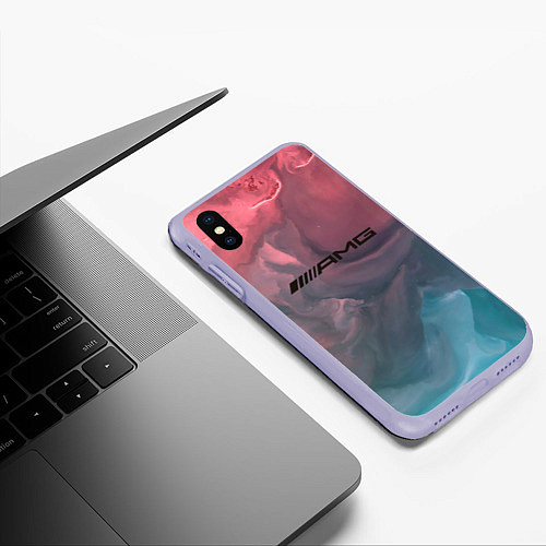 Чехол iPhone XS Max матовый MERCEDES AMG МЕРСЕДЕС АМГ / 3D-Светло-сиреневый – фото 3