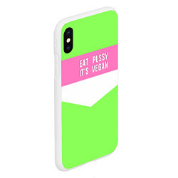 Чехол iPhone XS Max матовый Eat pussy Its vegan, цвет: 3D-белый — фото 2