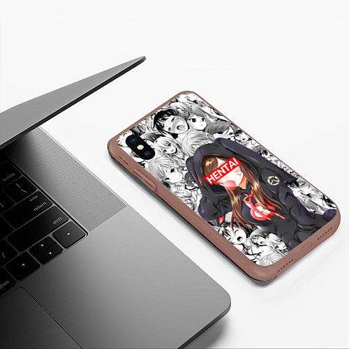 Чехол iPhone XS Max матовый Anime ahegao / 3D-Коричневый – фото 3