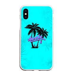 Чехол iPhone XS Max матовый GTA Vice City гавайка, цвет: 3D-белый