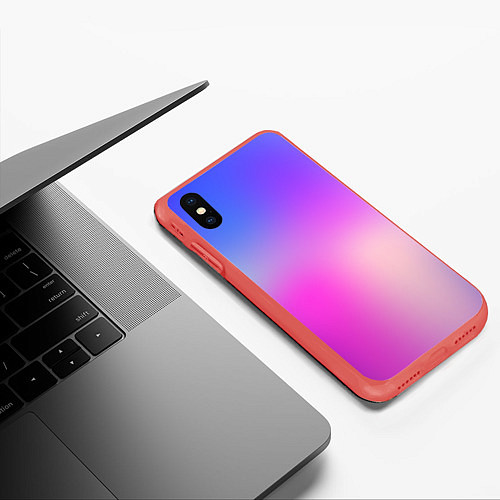 Чехол iPhone XS Max матовый Неоновая голографиия / 3D-Красный – фото 3