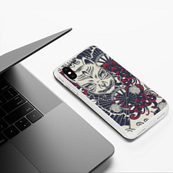 Чехол iPhone XS Max матовый Маска Кицунэ Маска лисы, цвет: 3D-белый — фото 2
