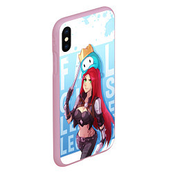 Чехол iPhone XS Max матовый Fall guys x league of legands, цвет: 3D-розовый — фото 2