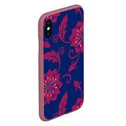 Чехол iPhone XS Max матовый Цветы, цвет: 3D-малиновый — фото 2