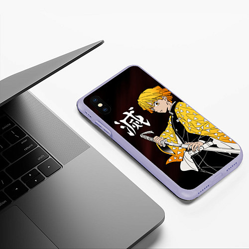 Чехол iPhone XS Max матовый КЛИНОК РАССЕКАЮЩИЙ ДЕМОНОВ / 3D-Светло-сиреневый – фото 3