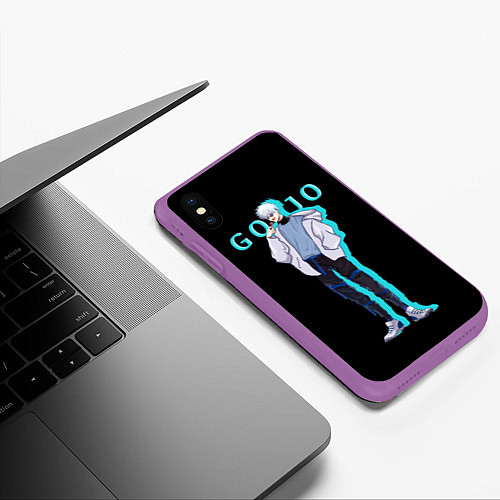 Чехол iPhone XS Max матовый Годжо Сатору Магическая битва / 3D-Фиолетовый – фото 3