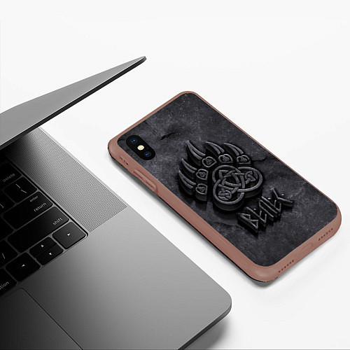 Чехол iPhone XS Max матовый Печать Велеса / 3D-Коричневый – фото 3