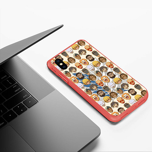 Чехол iPhone XS Max матовый Девять титанов - паттерн / 3D-Красный – фото 3