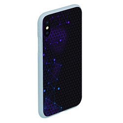 Чехол iPhone XS Max матовый СОТЫ НЕОН - ГЕОМЕТРИЯ, цвет: 3D-голубой — фото 2