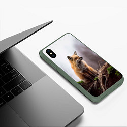 Чехол iPhone XS Max матовый Лиса, цвет: 3D-темно-зеленый — фото 2