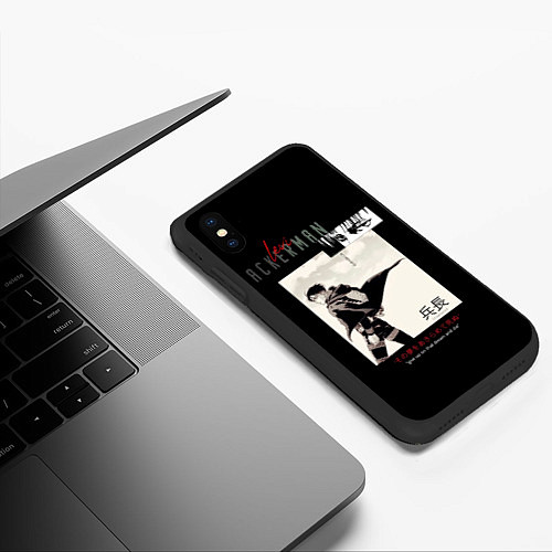 Чехол iPhone XS Max матовый Леви Капитан Атака Титанов / 3D-Черный – фото 3