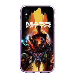 Чехол iPhone XS Max матовый Mass effect, цвет: 3D-сиреневый