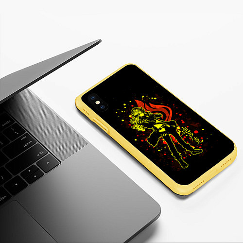 Чехол iPhone XS Max матовый GENSHIN IMPACT, ДИЛЮК / 3D-Желтый – фото 3