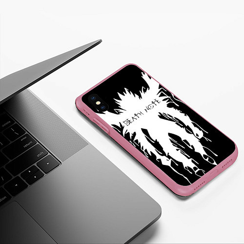 Чехол iPhone XS Max матовый DEATH NOTE ТЕТРАДЬ СМЕРТИ / 3D-Малиновый – фото 3