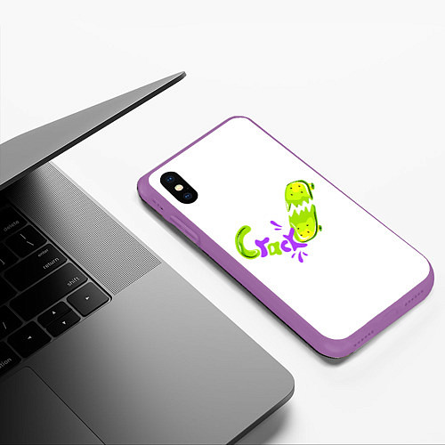 Чехол iPhone XS Max матовый Скейт треск / 3D-Фиолетовый – фото 3