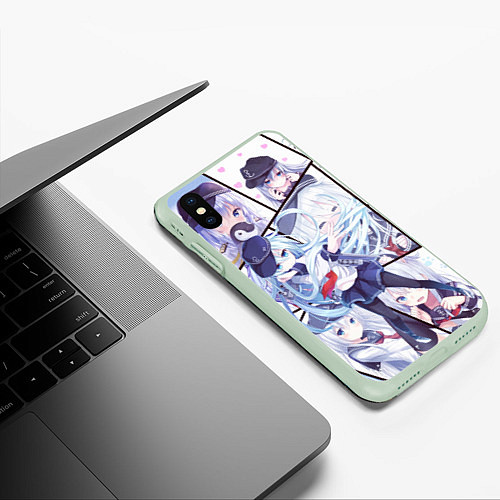 Чехол iPhone XS Max матовый Kantai Collection: Hibiki / 3D-Салатовый – фото 3