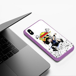 Чехол iPhone XS Max матовый ONE PIECE ВАН ПИС, цвет: 3D-фиолетовый — фото 2