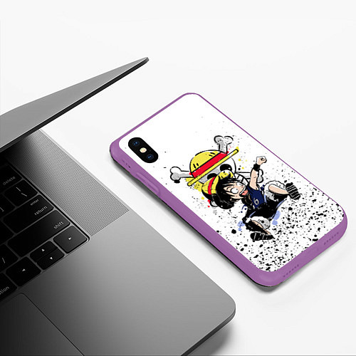 Чехол iPhone XS Max матовый ONE PIECE ВАН ПИС / 3D-Фиолетовый – фото 3
