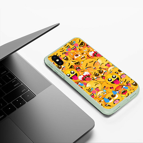 Чехол iPhone XS Max матовый AHEGAO EMOJI / 3D-Салатовый – фото 3