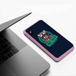 Чехол iPhone XS Max матовый Енот TRASH, цвет: 3D-розовый — фото 2
