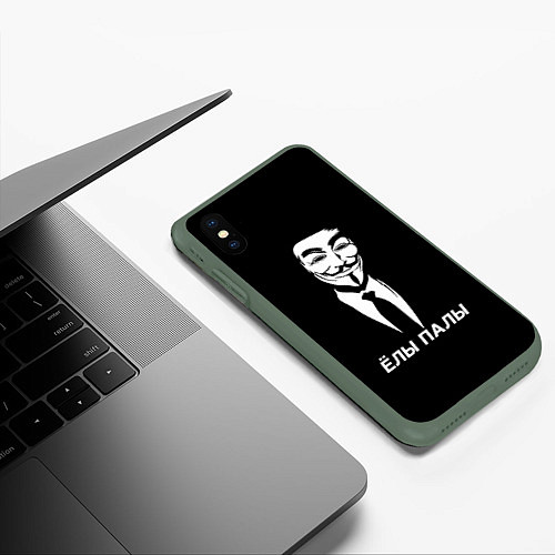 Чехол iPhone XS Max матовый ЁЛЫ ПАЛЫ / 3D-Темно-зеленый – фото 3