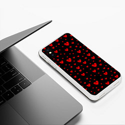 Чехол iPhone XS Max матовый Красные сердца, цвет: 3D-белый — фото 2