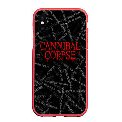 Чехол iPhone XS Max матовый Cannibal Corpse Songs Z, цвет: 3D-красный
