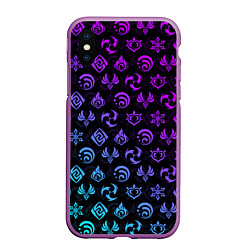 Чехол iPhone XS Max матовый GENSHIN IMPACT NEON, цвет: 3D-фиолетовый