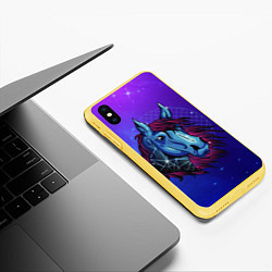 Чехол iPhone XS Max матовый Retrowave Neon Horse, цвет: 3D-желтый — фото 2