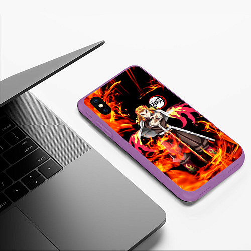 Чехол iPhone XS Max матовый КЛИНОК РАССЕКАЮЩИЙ ДЕМОНОВ / 3D-Фиолетовый – фото 3