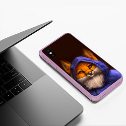 Чехол iPhone XS Max матовый Лисенок в капюшоне, цвет: 3D-сиреневый — фото 2