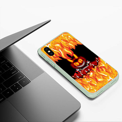 Чехол iPhone XS Max матовый CUPHEAD DEVIL / 3D-Салатовый – фото 3